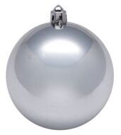 Пластиковый шар 80 мм серебряный глянцевый