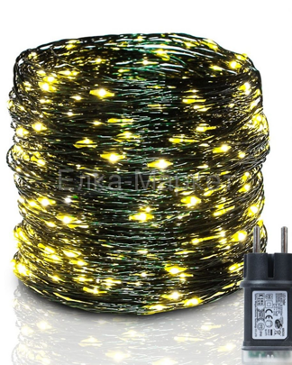 Гирлянда Роса 100 м 1000 теплых белых светодиодов зеленый провод